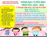 Thông báo tuyển sinh năm học: 2024-2025